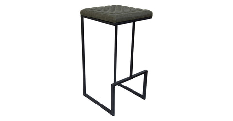 Quincy Quilted Stitched Leather Bar Stools With Metal Frame