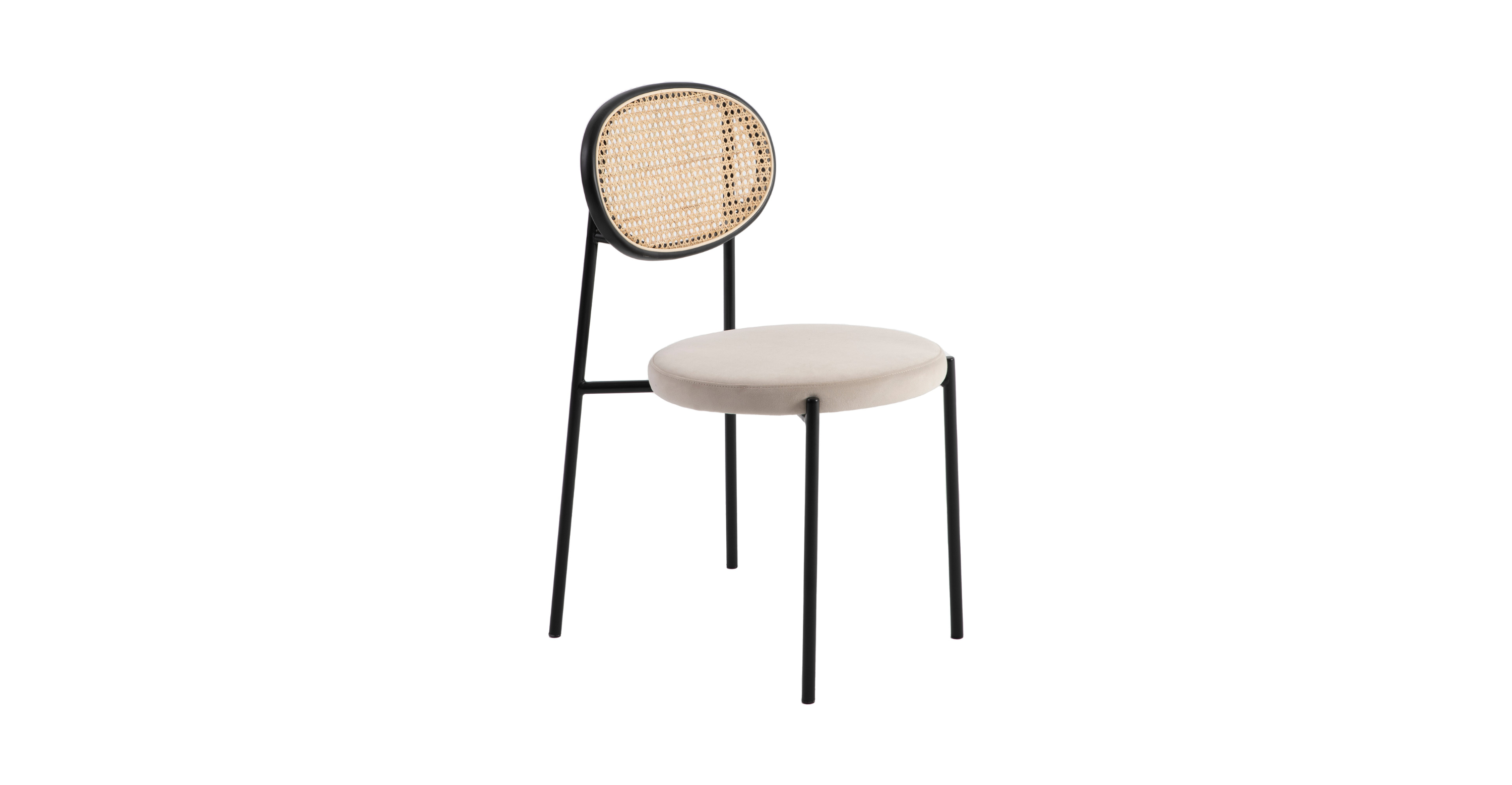 Euston Modern Upholstered Dining Chair with Round Wicker/Velvet Back Style