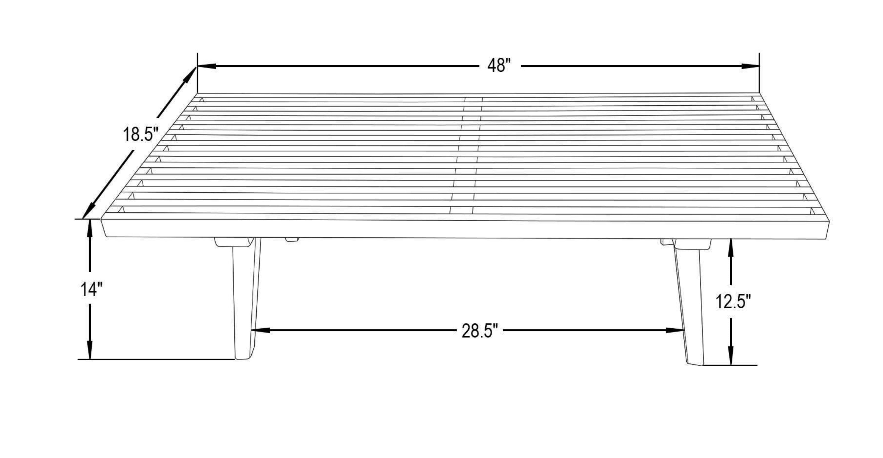 LeisureMod Mid-Century Inwood Platform Bench - 4 Feet