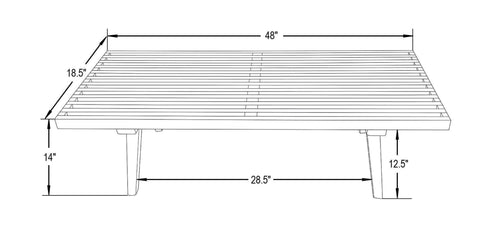 LeisureMod Mid-Century Inwood Platform Bench - 4 Feet