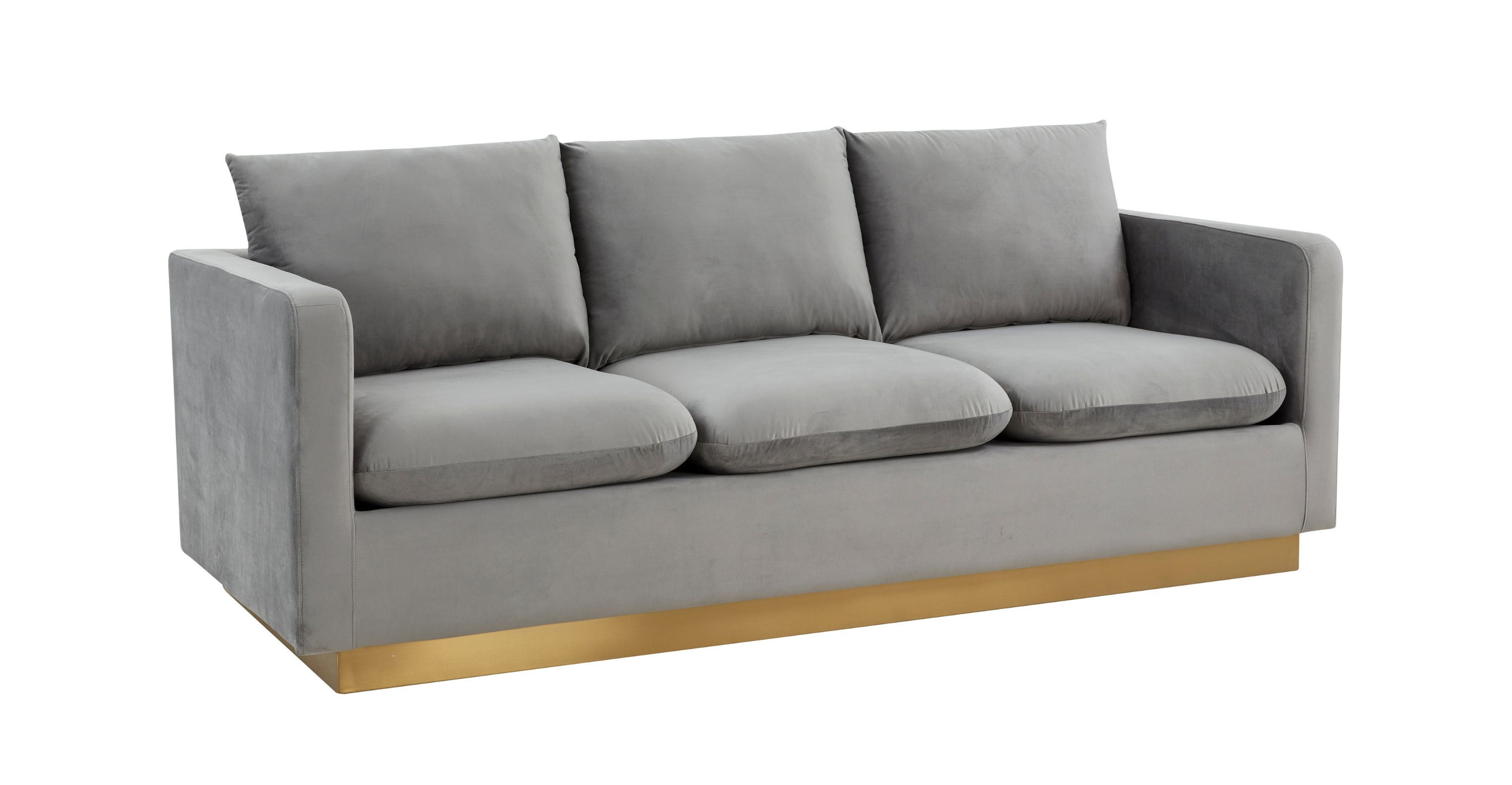 Nervo 3-Seater Velvet/Leather Full Sofa with Gold Stainless Steel Base