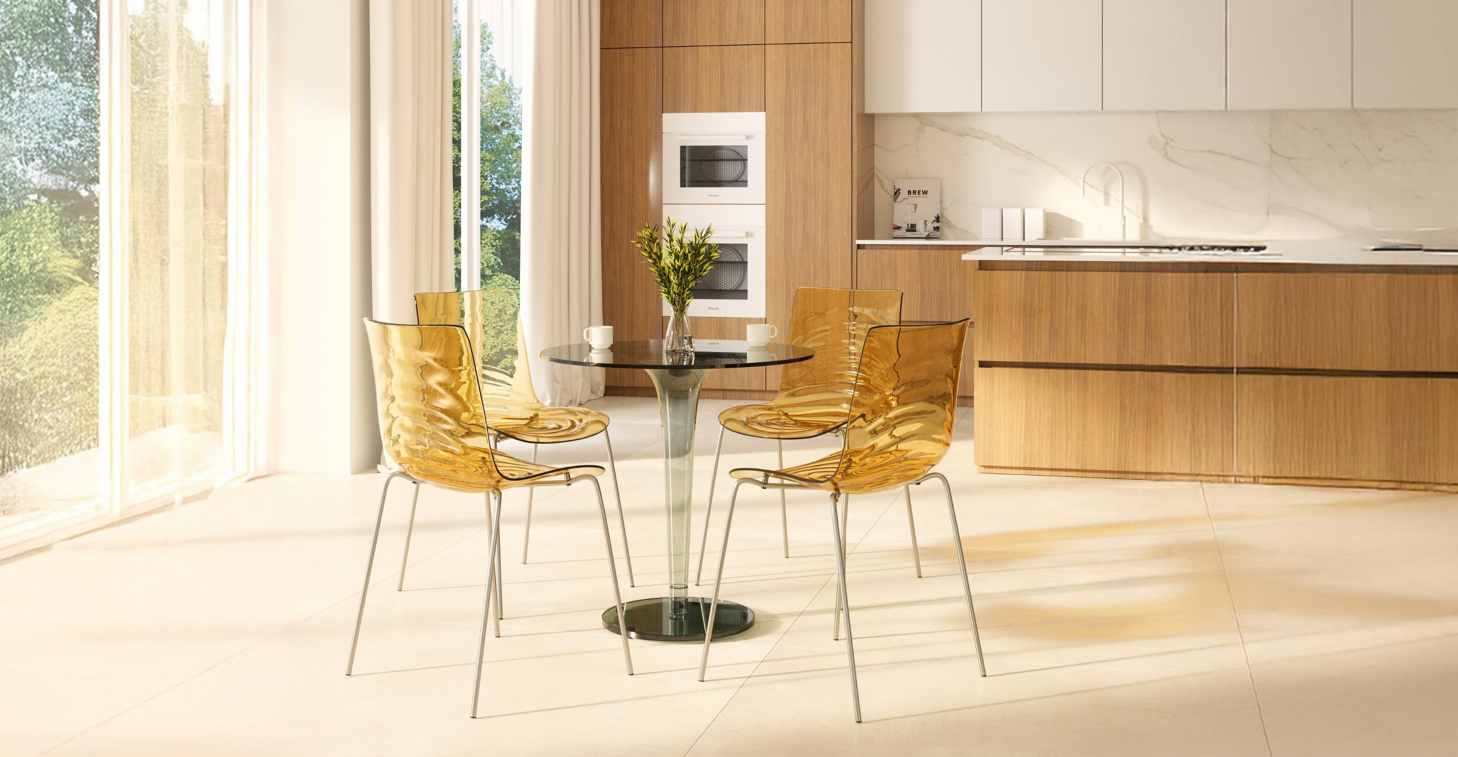 Astor Dining Chair Modern ABS Plastic Side Chair with Stainless-Steel Legs