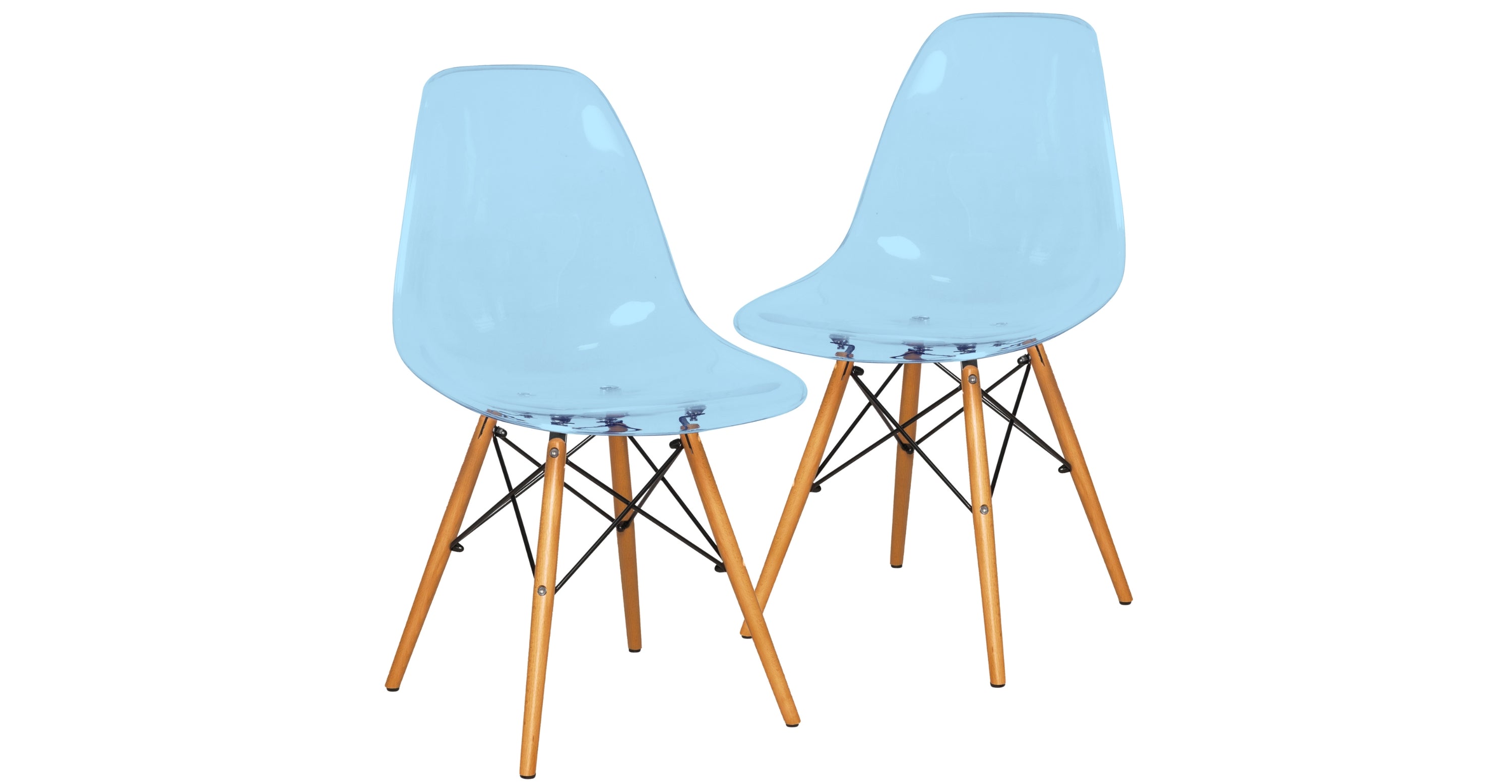 Dover Modern Molded Side Chair with Wood Base, Set of 2