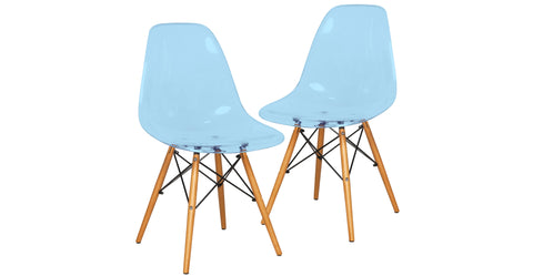 Dover Modern Molded Side Chair with Wood Base, Set of 2