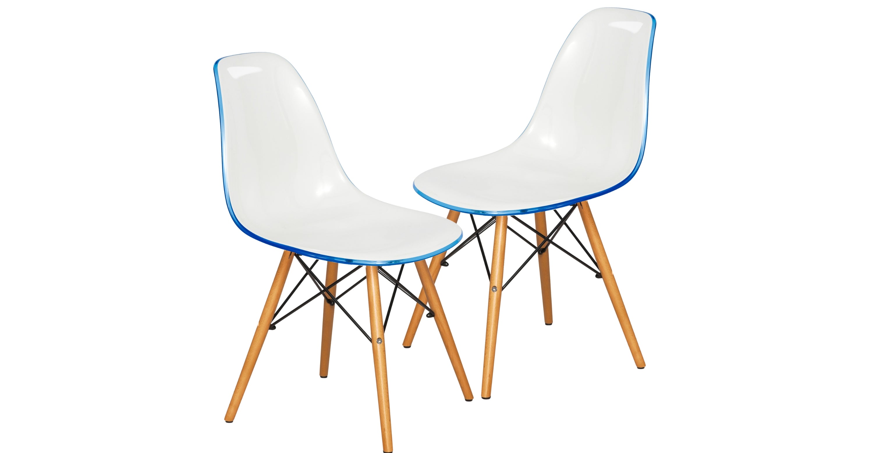 Dover Modern Molded Side Chair with Wood Base, Set of 2