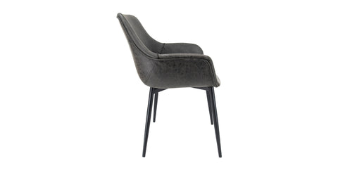 Markley Modern Leather Dining Arm Chair With Metal Legs