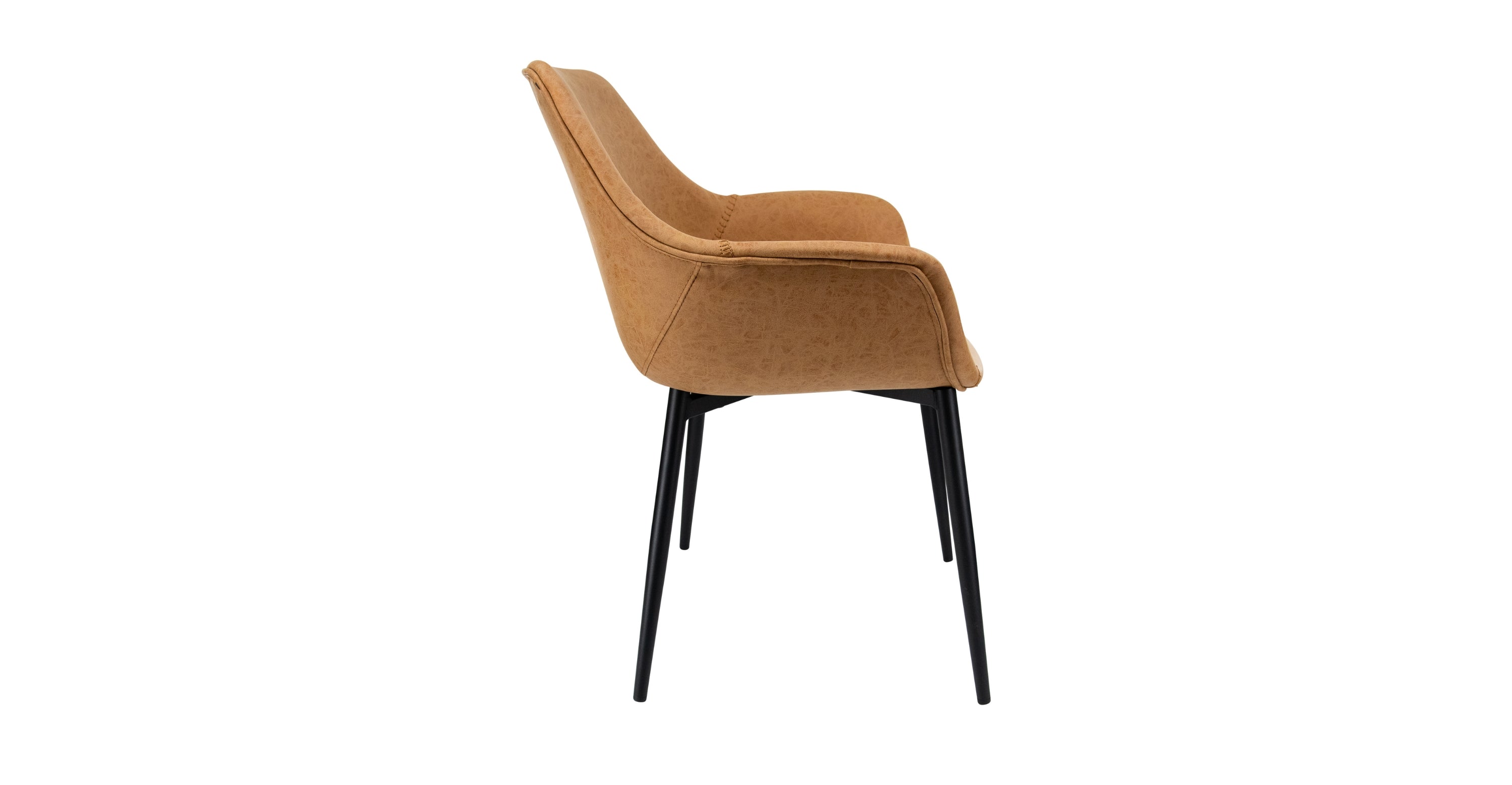 Markley Modern Leather Dining Arm Chair With Metal Legs