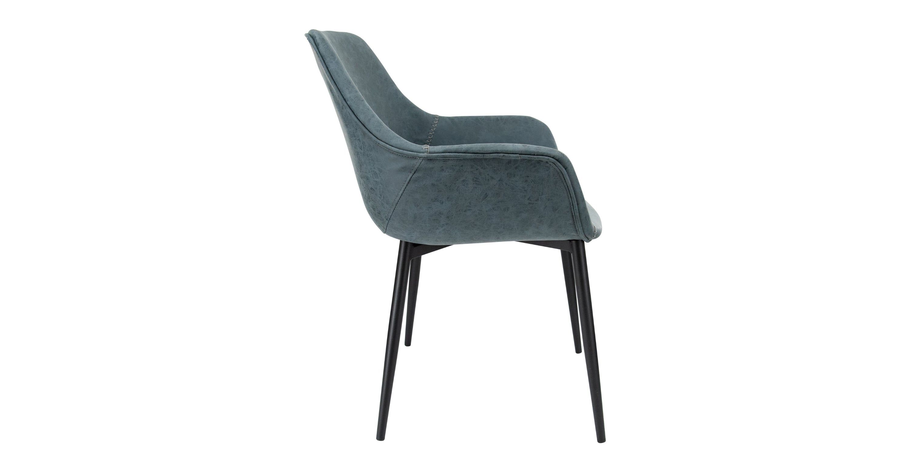 Markley Modern Leather Dining Arm Chair With Metal Legs