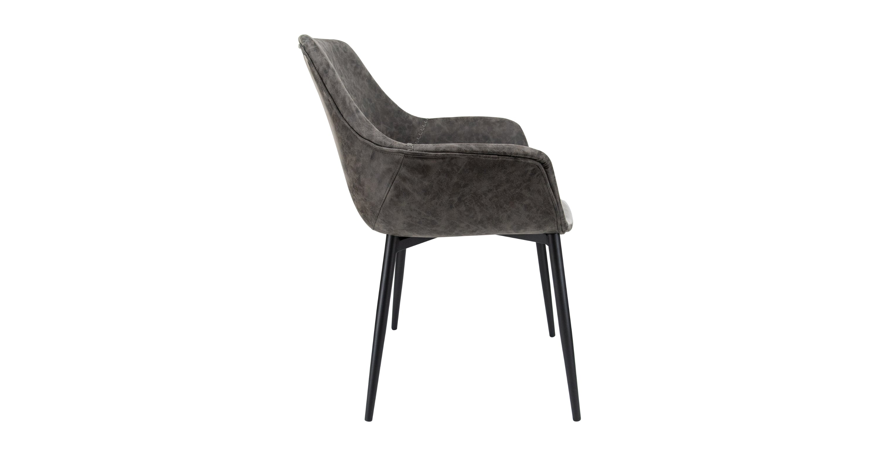 Markley Modern Leather Dining Arm Chair With Metal Legs