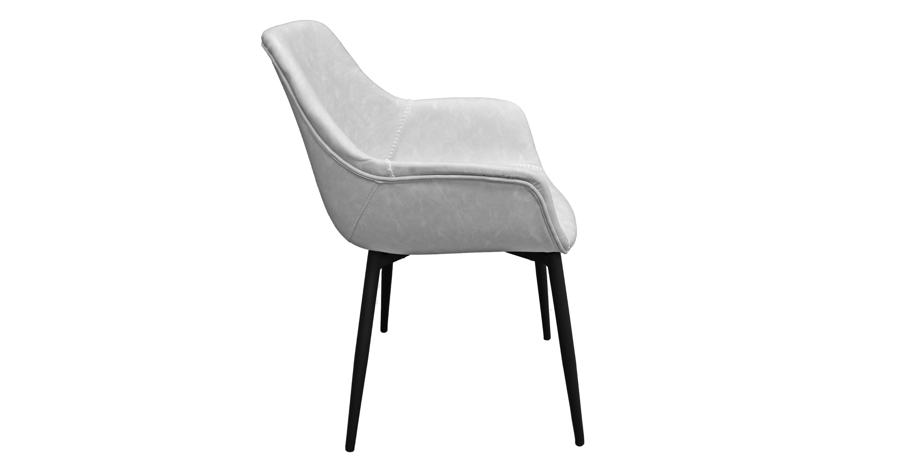 Markley Modern Leather Dining Arm Chair With Metal Legs