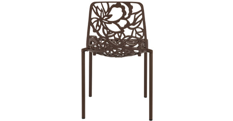 Devon Stackable Aluminum Outdoor Dining Chairs with Flower Design