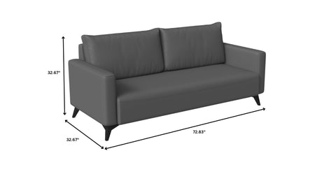 Inno 3-Seater Leather Wide Sofa with Stainless Steel Legs and Removable Cushions