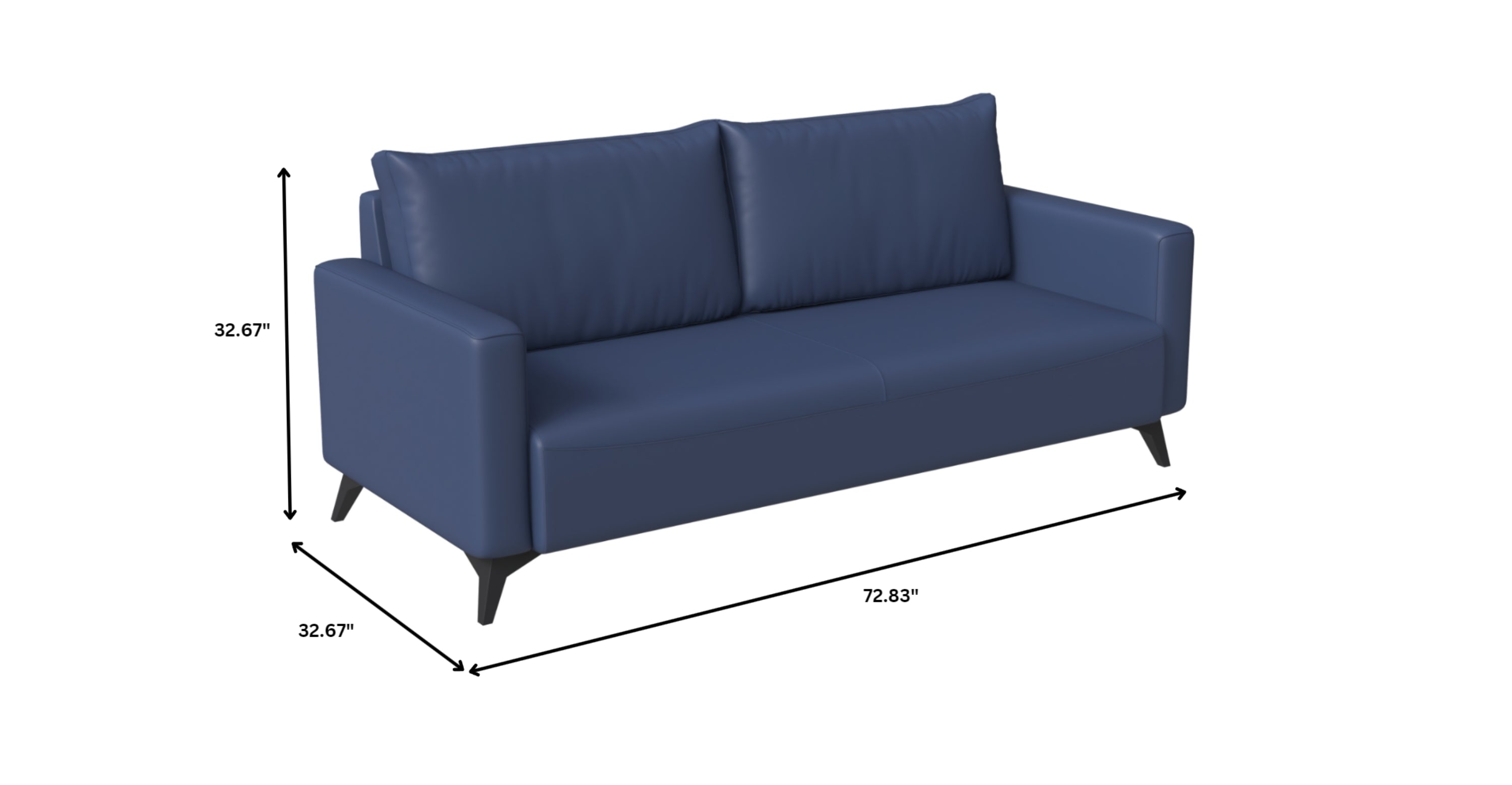 Inno 3-Seater Leather Wide Sofa with Stainless Steel Legs and Removable Cushions