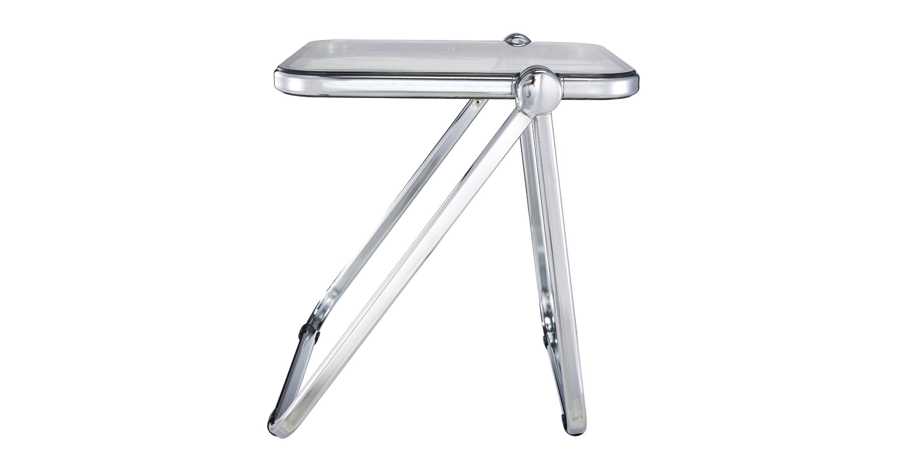 Lawrence Square Folding Side Table with Plastic Tabletop in Chrome Aluminum Frame