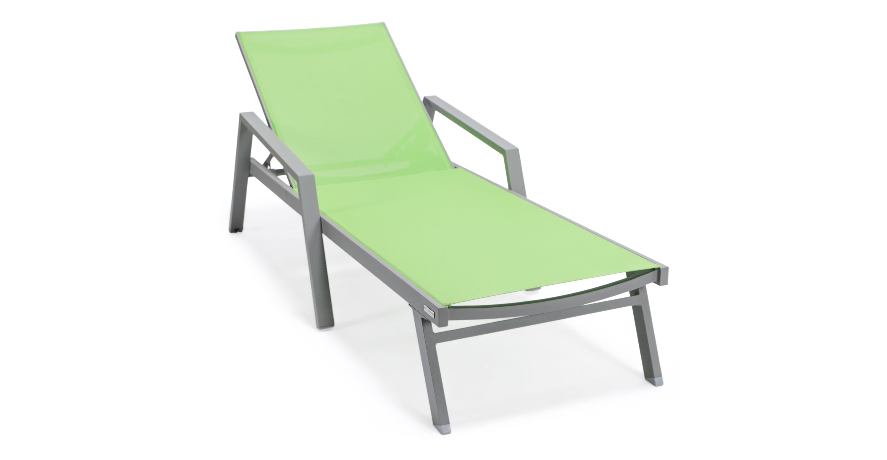 Marlin Modern Grey Aluminum Outdoor Chaise Lounge Chair Set of 2 With Arms and Square Fire Pit Side Table for Patio