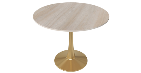 Bristol 31" Round Dining Table with MDF Wood Tabletop in Gold Steel