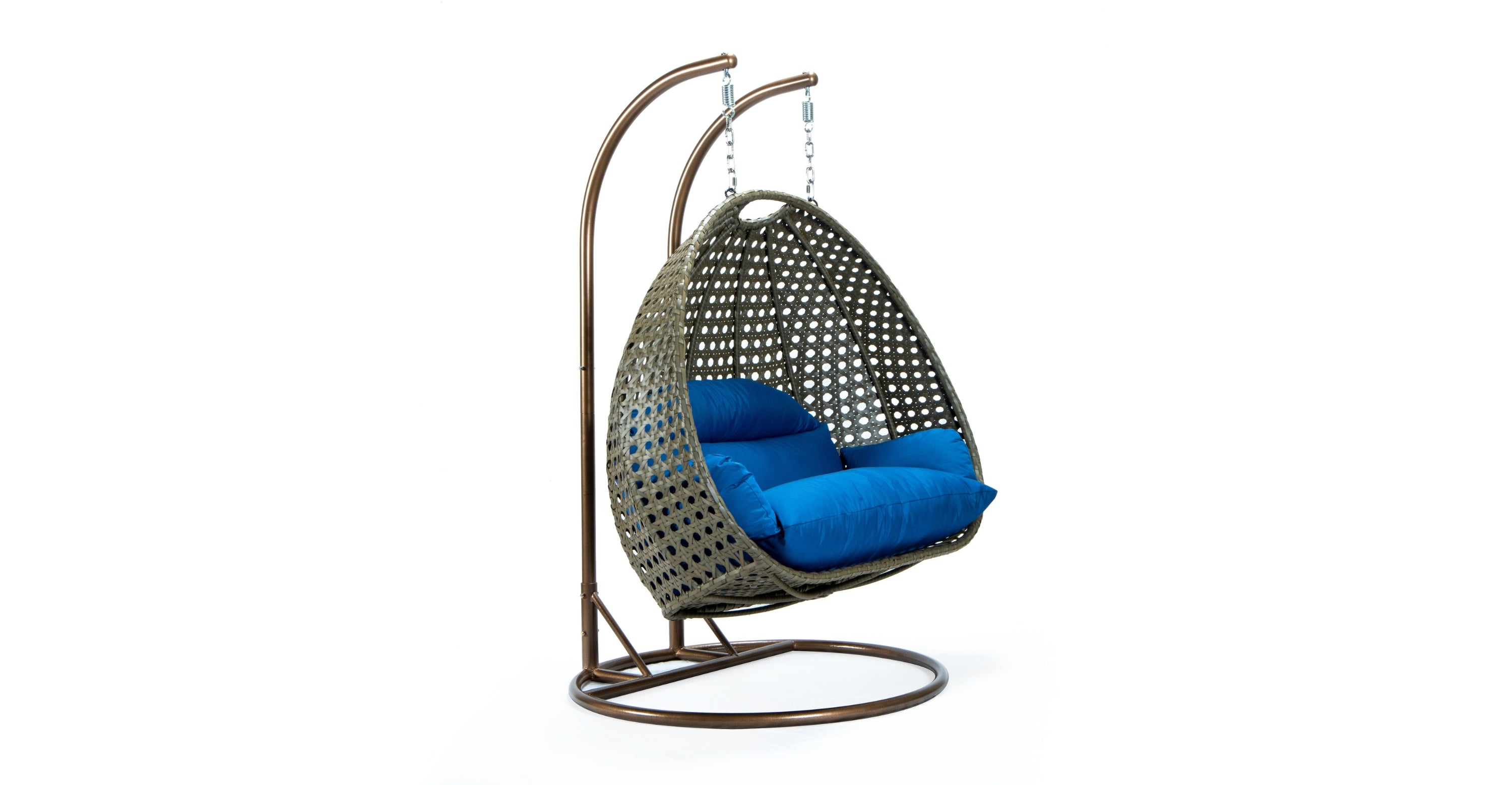 Modern Beige Wicker Hanging Double Seater Egg Swing Chair