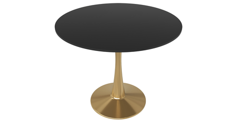 Bristol 31" Round Dining Table with MDF Wood Tabletop in Gold Steel