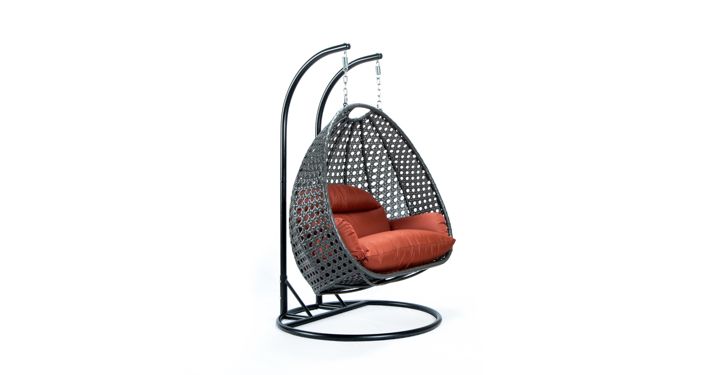 Modern Charcoal Wicker Hanging Double Seater Egg Swing Chair