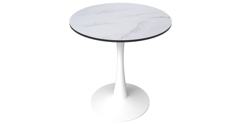 Bristol 24" Round Dining Table with MDF Wood Tabletop in White Steel