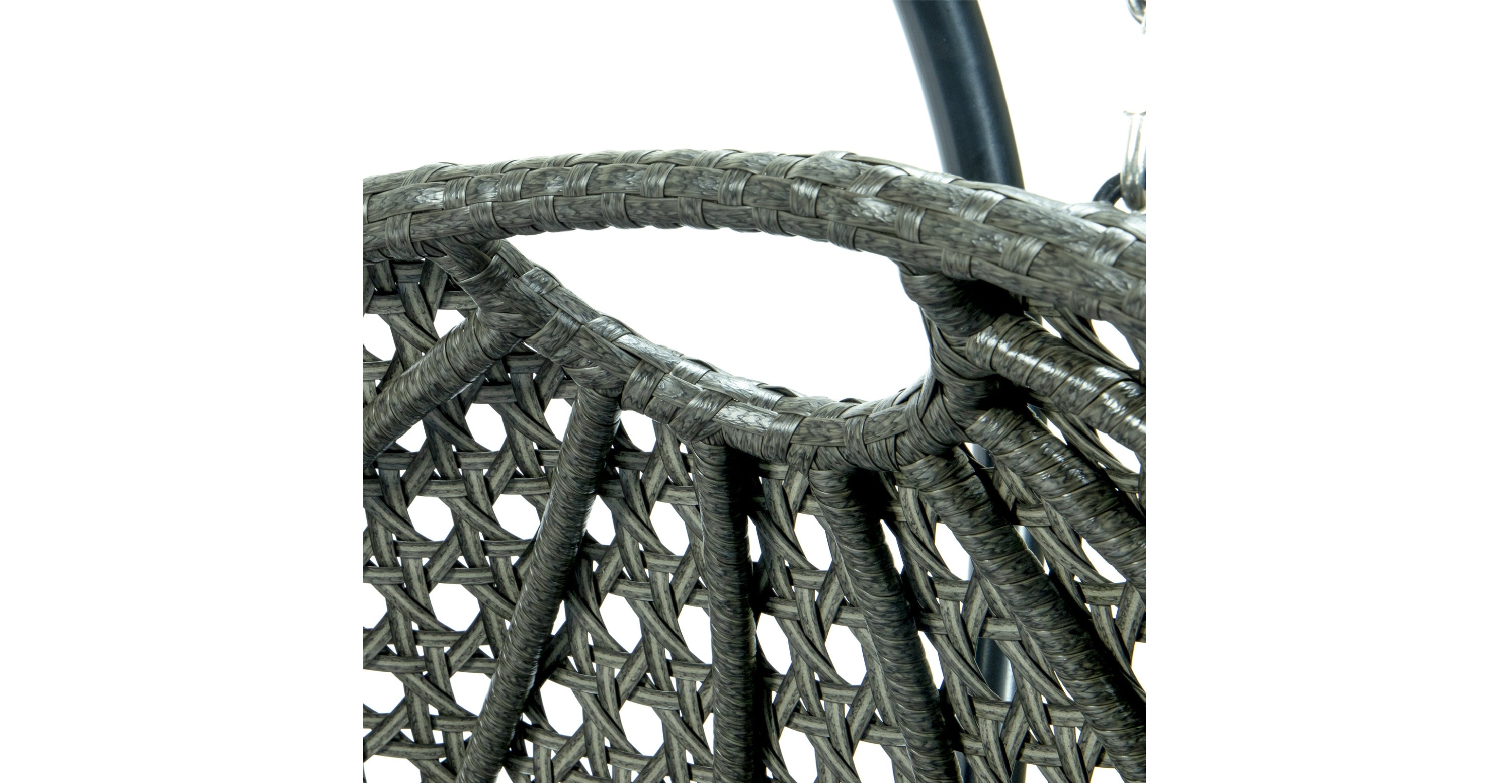 Wicker Hanging Double Egg Charcoal Swing Chair with an Iron Base