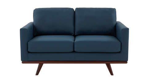 Birch Wood Base Leather Loveseat - Chester Collection