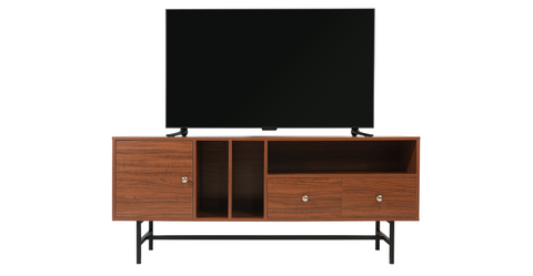 Rochester Modern Rectangular TV Stand: Enclosed Storage & Powder-Coated Iron Legs