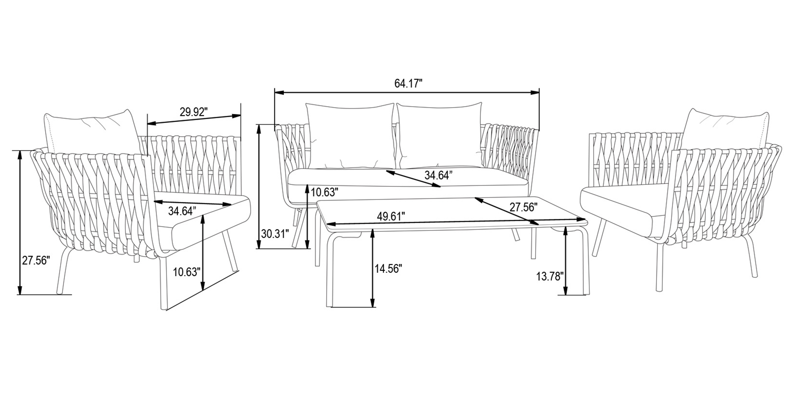 Spencer Modern Outdoor Rope Loveseat With Cushions