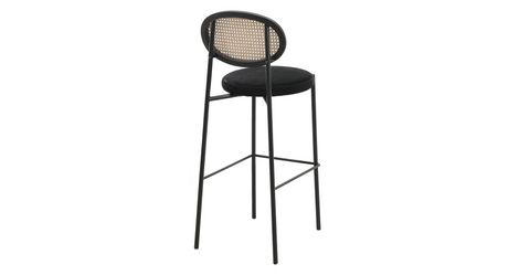 Euston Wicker Bar Stool with Black Powder Coated Steel Frame and Footrest