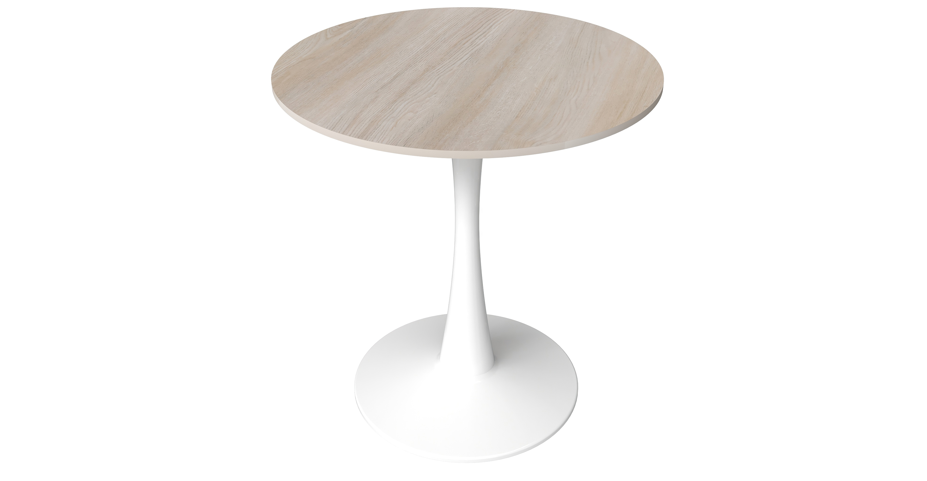 Bristol 24" Round Dining Table with MDF Wood Tabletop in White Steel