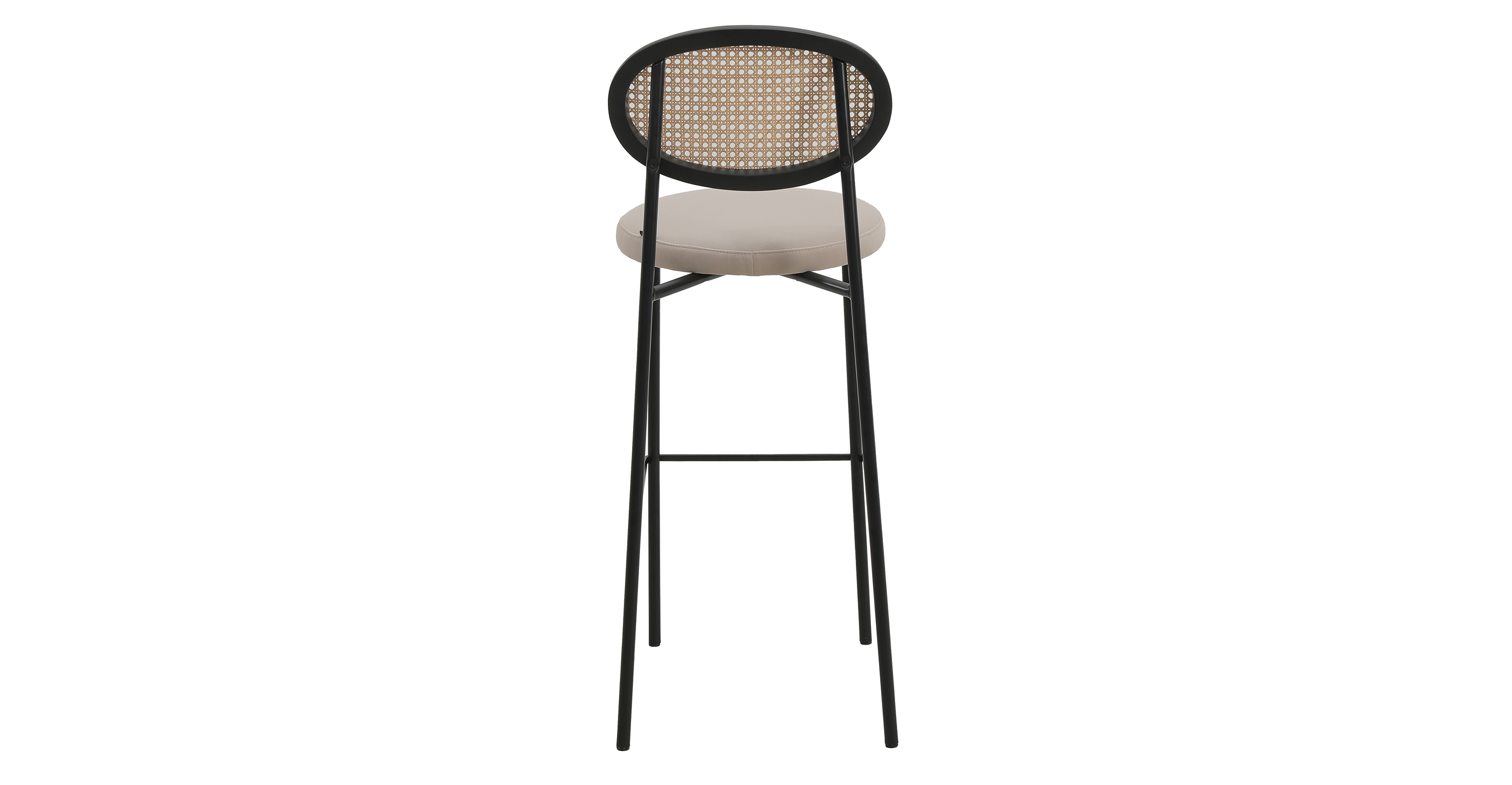 Euston Wicker Bar Stool with Black Powder Coated Steel Frame and Footrest