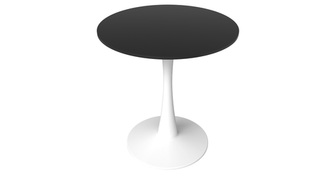 Bristol 24" Round Dining Table with MDF Wood Tabletop in White Steel