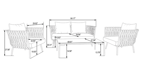 Spencer Modern Outdoor Rope Loveseat With Cushions