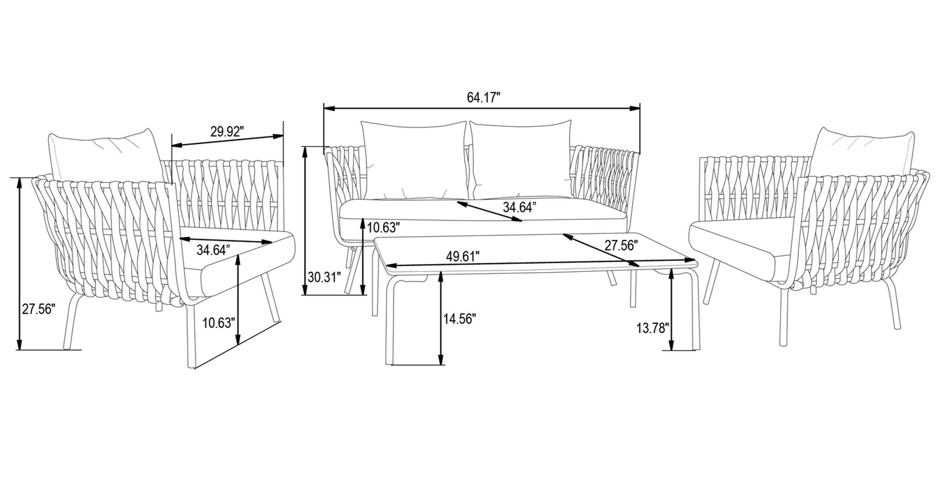 Spencer Modern Outdoor Rope Loveseat With Cushions