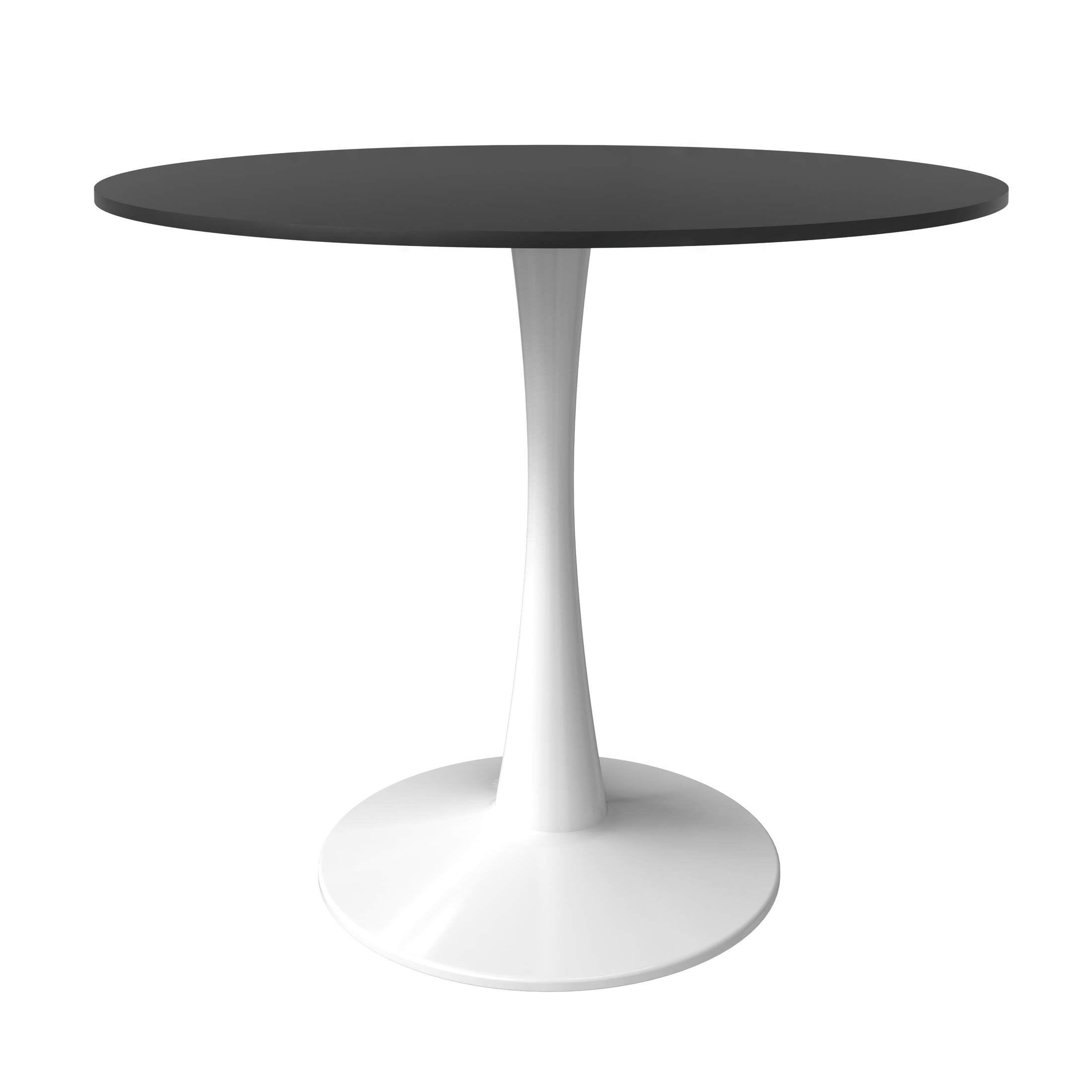 Bristol Modern Round Dining Table with Wood Top and Iron Pedestal Base