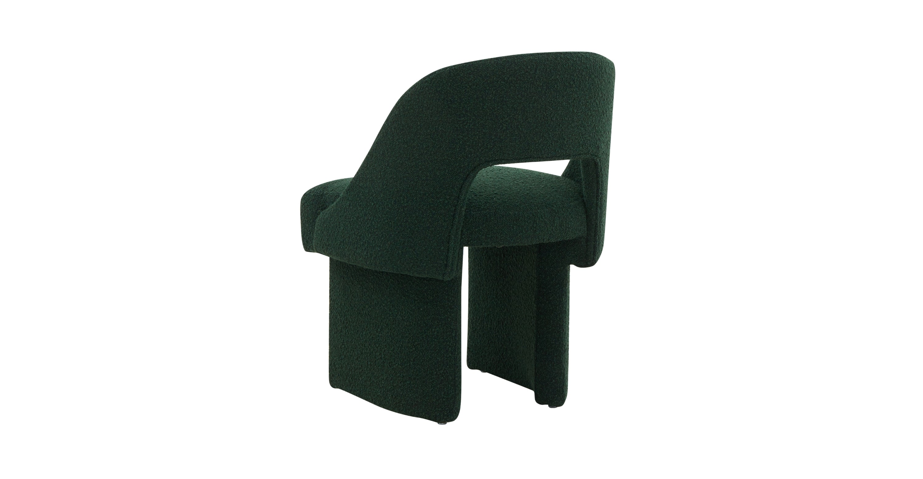 Quell Boucle Accent Chair Curved Open Back Design and Manufactured Wood Frame