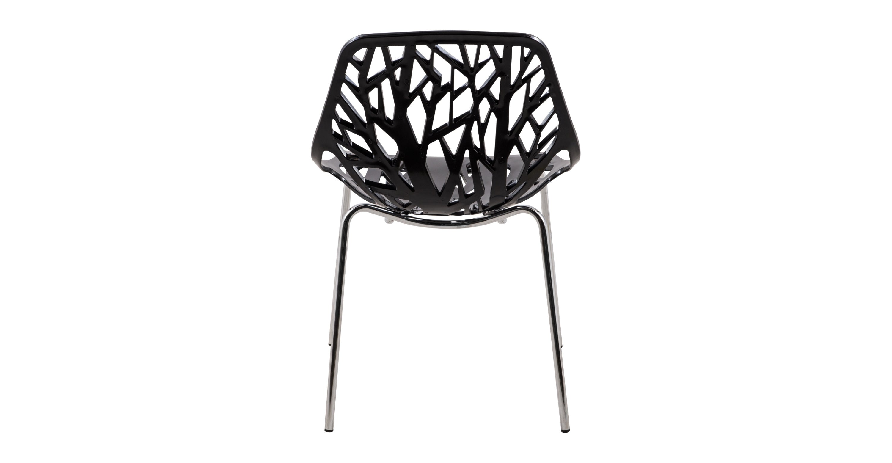 Asbury Polypropylene Dining Side Chair with Forest Cut-Out Design in Chrome