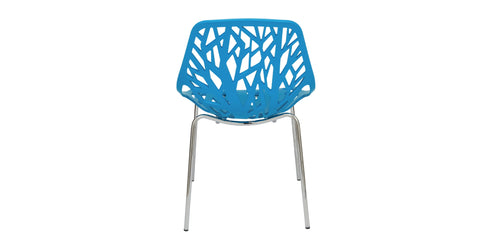 Asbury Polypropylene Dining Side Chair with Forest Cut-Out Design in Chrome