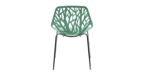 Asbury Polypropylene Dining Side Chair with Forest Cut-Out Design in Chrome