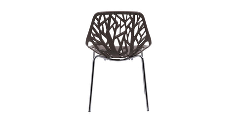 Asbury Polypropylene Dining Side Chair with Forest Cut-Out Design in Chrome