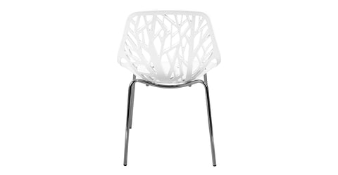 Asbury Polypropylene Dining Side Chair with Forest Cut-Out Design in Chrome