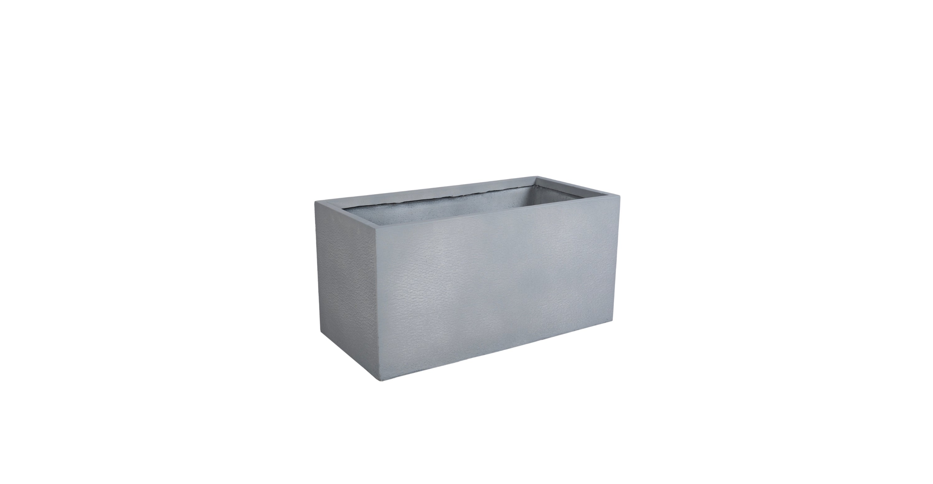 Flora Modern Rectangular Planter Pot in Fiberstone and Clay Weather Resistant Design in Grey