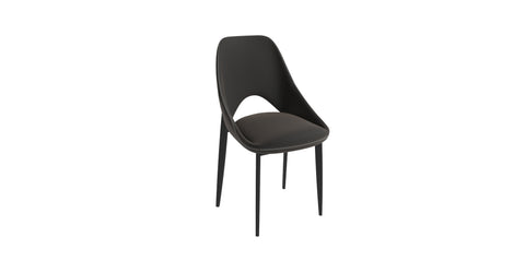 Amalfi Upholstered Fabric Dining Chair with a Curved Open Back Design in Black Iron