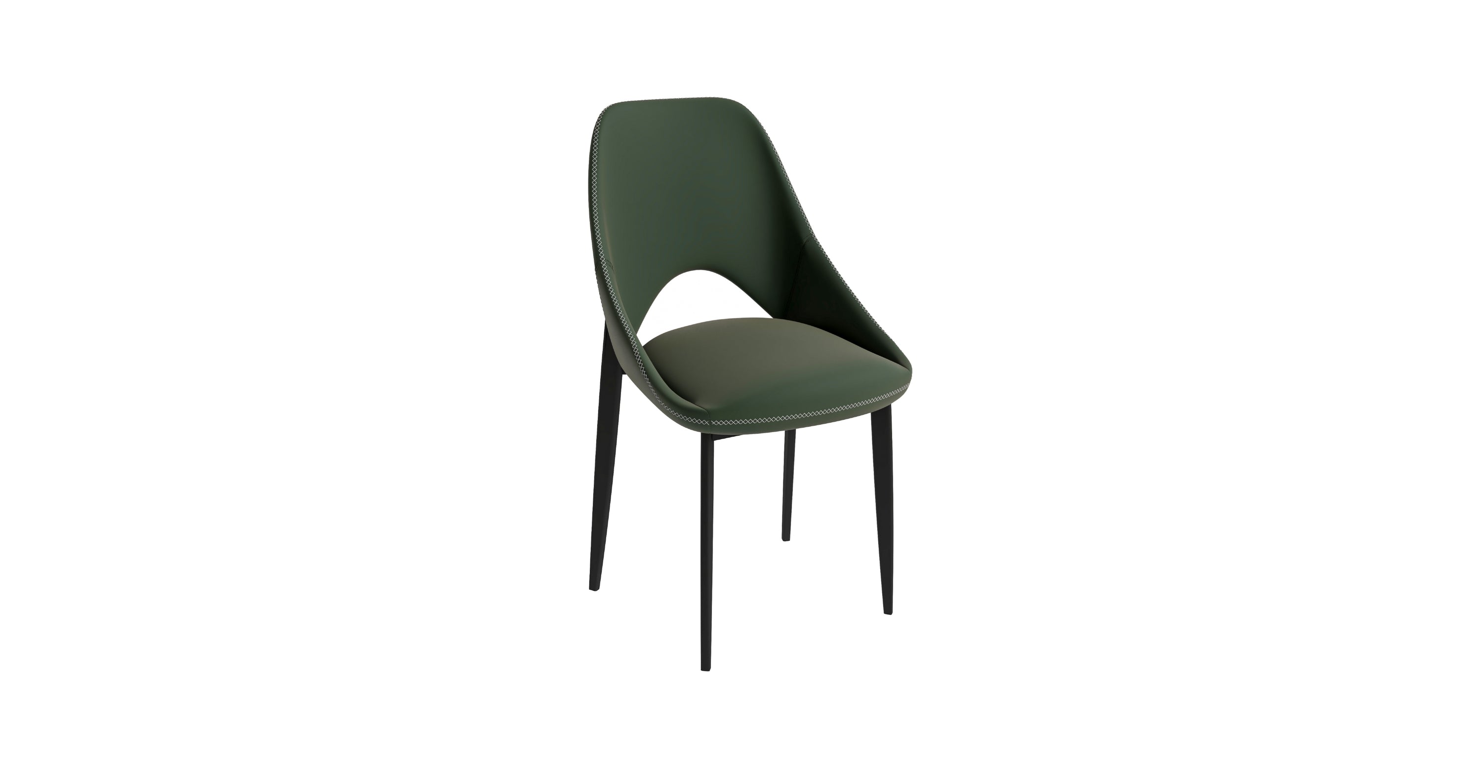 Amalfi Upholstered Fabric Dining Chair with a Curved Open Back Design in Black Iron