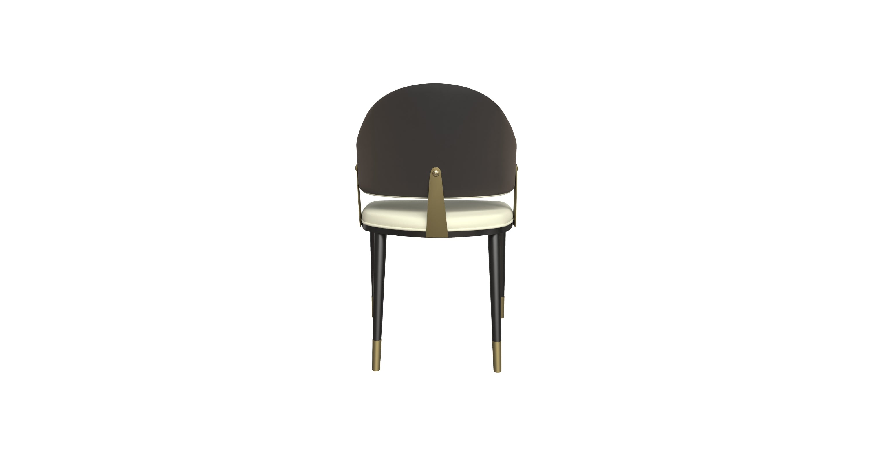 Aria Leather Dining Chair with a Curved Back and Gold Accents Design in Iron