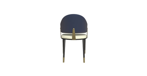 Aria Leather Dining Chair with a Curved Back and Gold Accents Design in Iron