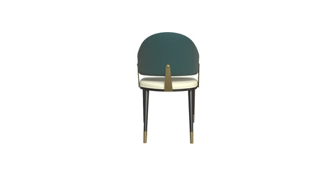 Aria Leather Dining Chair with a Curved Back and Gold Accents Design in Iron