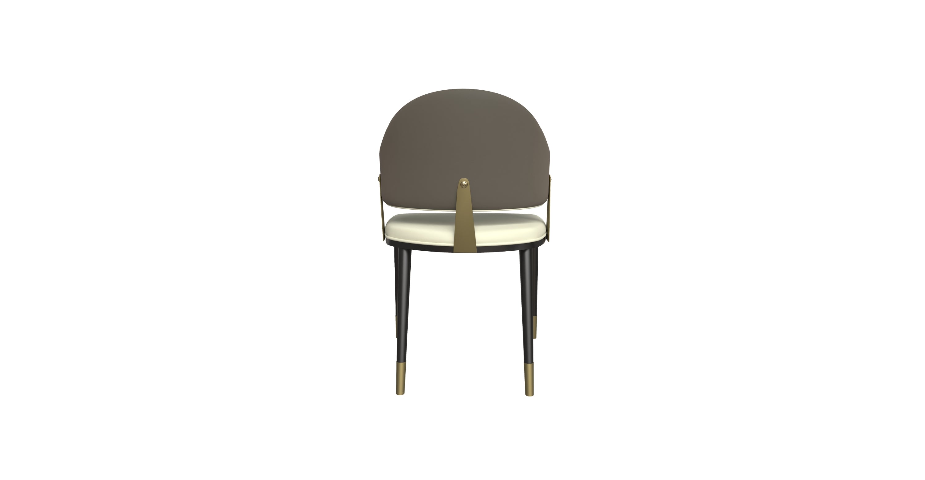 Aria Leather Dining Chair with a Curved Back and Gold Accents Design in Iron