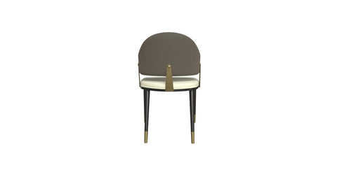 Aria Leather Dining Chair with a Curved Back and Gold Accents Design in Iron