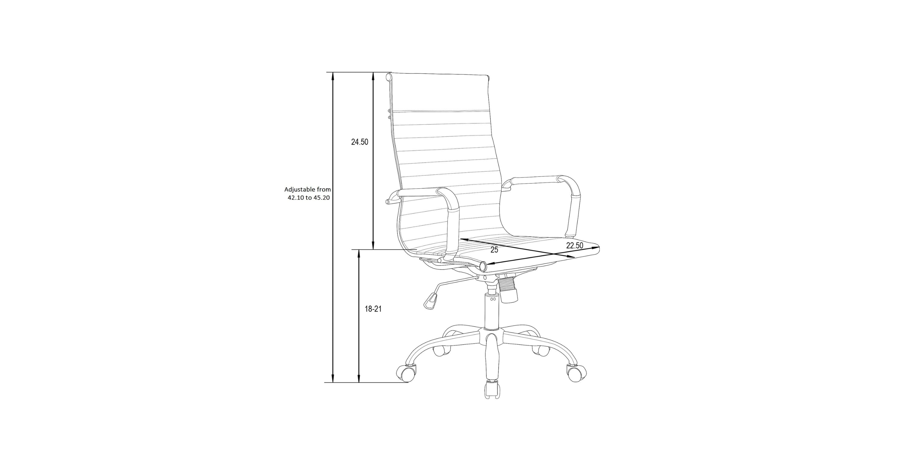 Harris Leather High-Back Adjustable  Office Conference Chair with Armrests